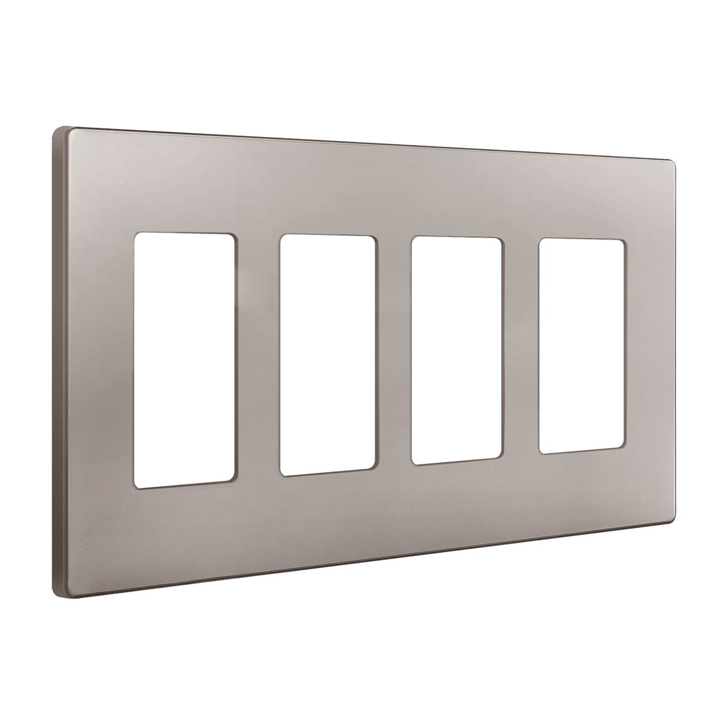 Screwless Decorator Four-Gang Wall Plate Nickel Finish