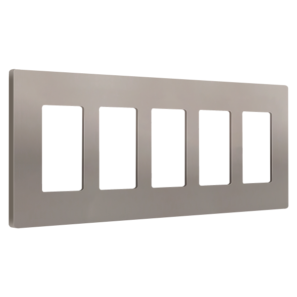 Screwless Decorator Five-Gang Wall Plate Nickel Finish