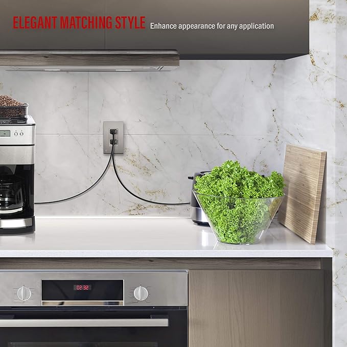 Self-Grounding 15A Tamper-Resistant Decorator Duplex Receptacle Nickel Finish