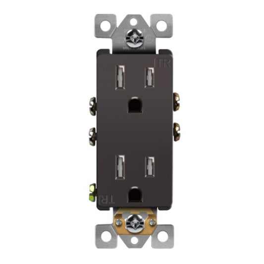 Self-Grounding 15A Tamper-Resistant Decorator Duplex Receptacle Dark Bronze Finish