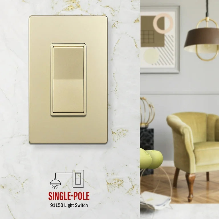 Single Pole Decorator Switch Gold Finish
