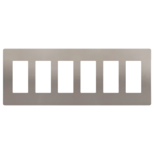 Screwless Decorator Six-Gang Wall Plate Nickel Finish