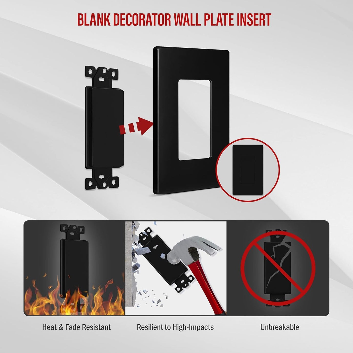 1-Gang Decorator Blank Adapter Insert Glossy Black Finish