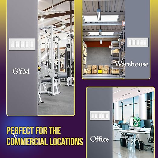 Screwless Decorator Five-Gang Wall Plate Glossy White Finish