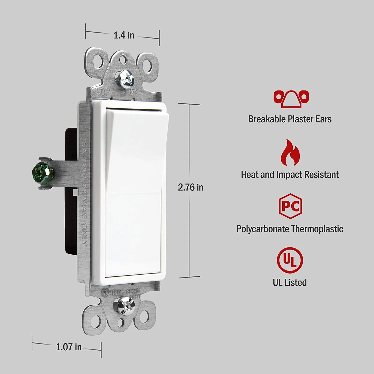 Single Pole Decorator Switch Glossy White Finish