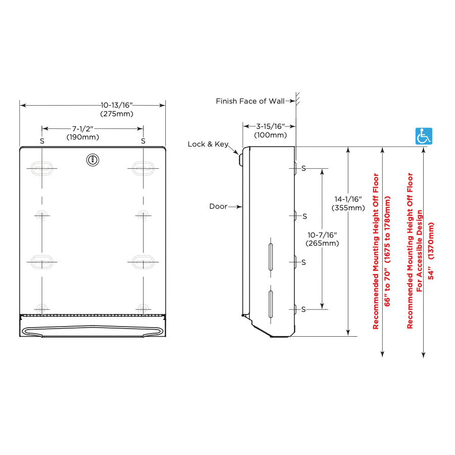 Bobrick Commercial Care Paper Towel Dispenser Satin Finish