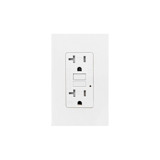 Tamper-Resistant 20A GFCI Receptacle with Dual LED Indicator Light Self-Test Decorator  Glossy White Finish