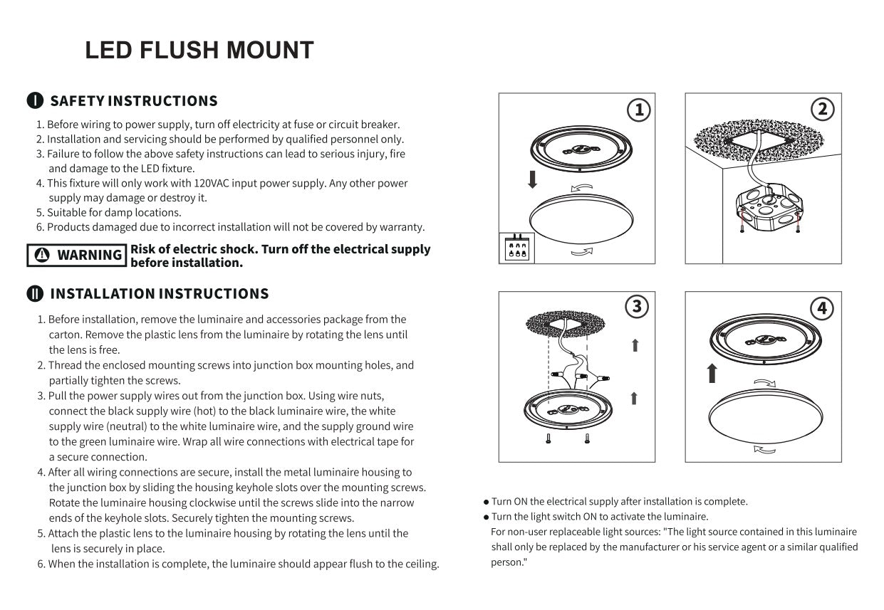 12” Led CCT Selectable Flush Mount 15W / 120V