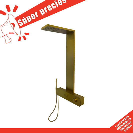 Thermostatic Stainless Steel Wall Hung Shower Panel System Brushed Gold Finish