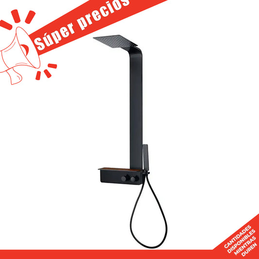 Thermostatic Stainless Steel Wall Hung Shower Column System Matte Black Finish