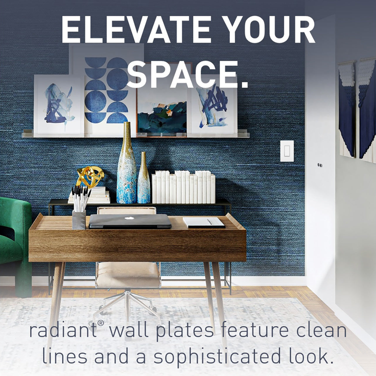 Screwless Decorator Four-Gang Wall Plate Matte White Finish