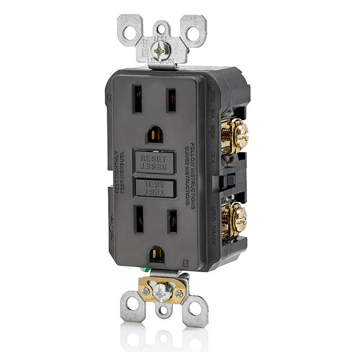 Self-Test GFCI 15A Decorator Duplex Receptacles with SafeLock Protection Matte Black Finish