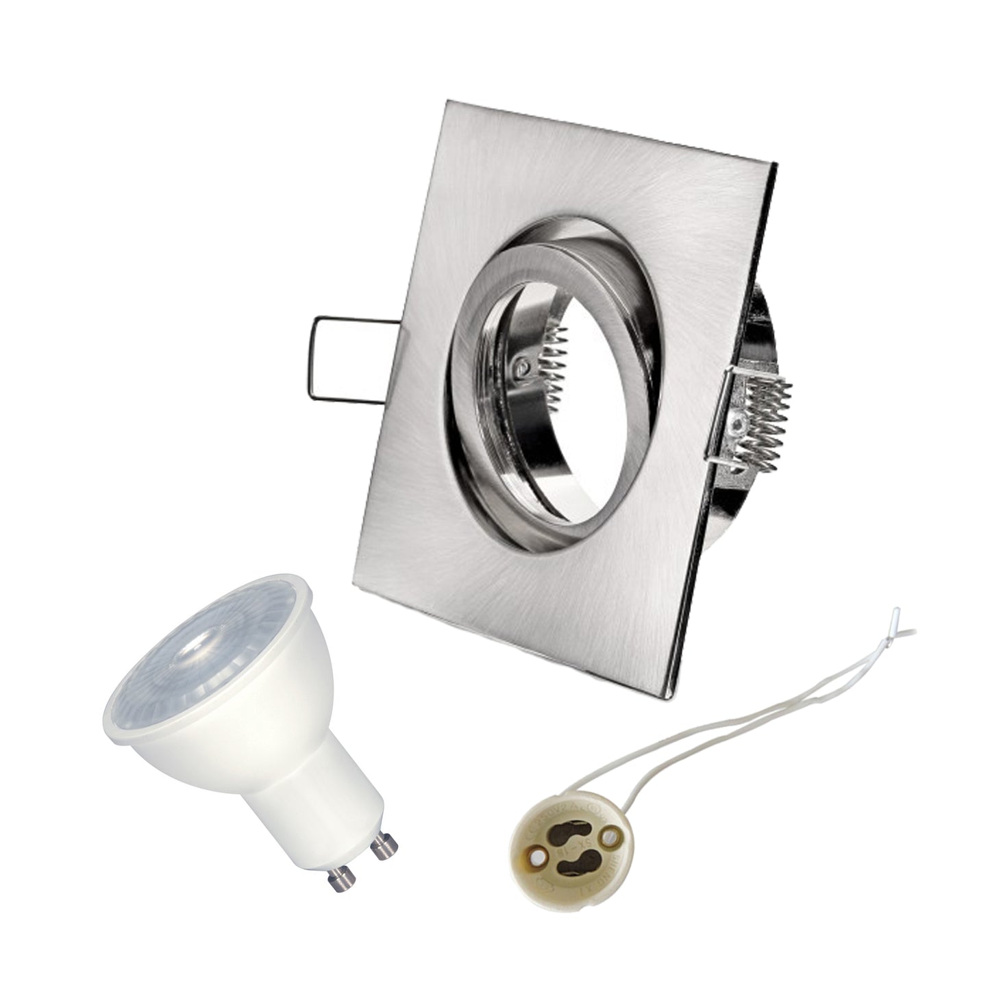 KIT 3.5” Square Recessed Downlight Fixture + LED GU10 6.5W Series