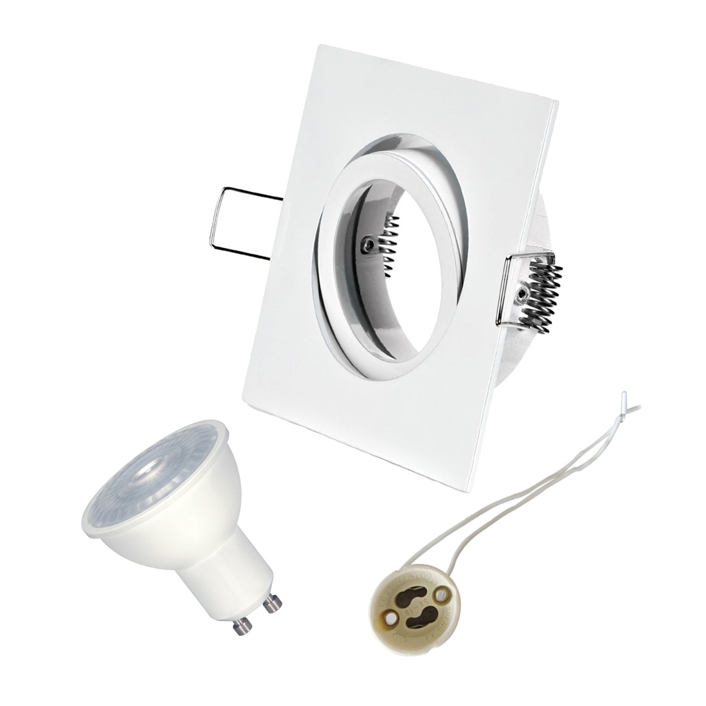 KIT 3.5” Square Recessed Downlight Fixture + LED GU10 6.5W Series