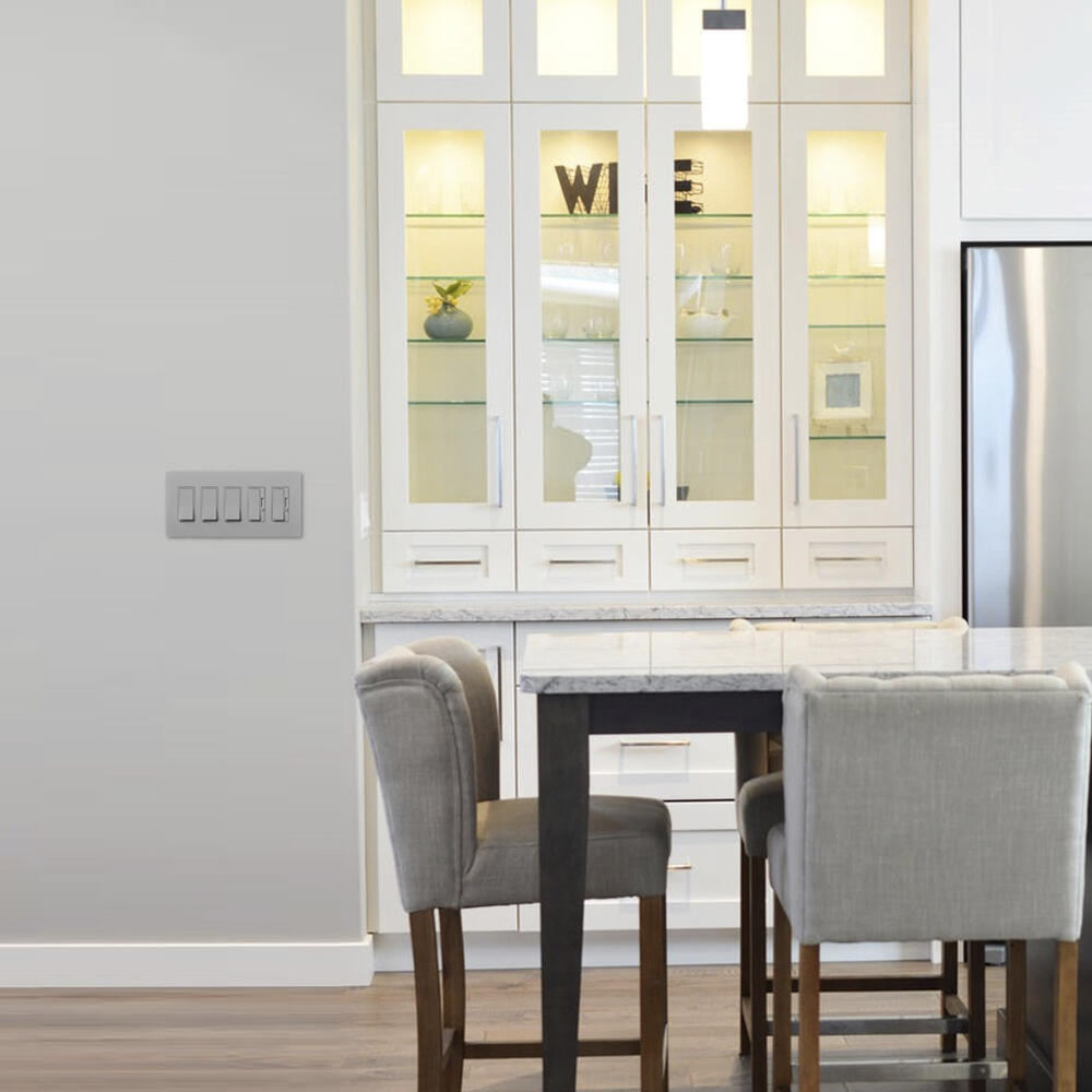 Screwless Decorator Five-Gang Wall Plate Matte Gray Finish