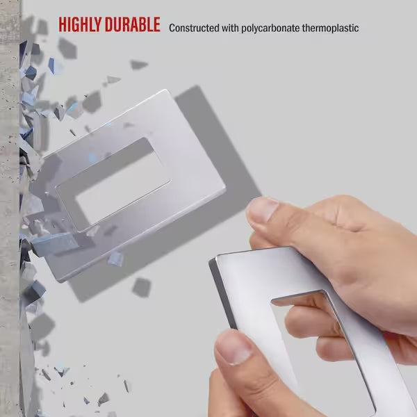 Screwless Decorator One-Gang Wall Plate Silver Finish