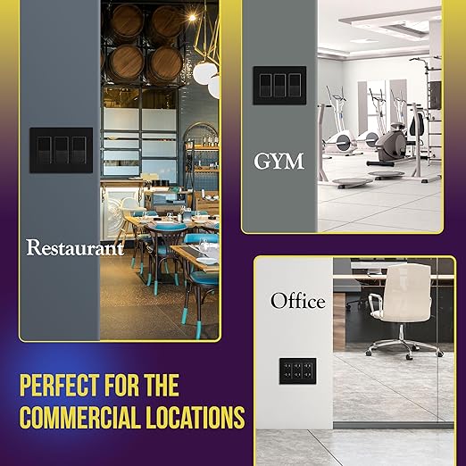 Screwless Decorator Three-Gang Wall Plate Glossy Black Finish