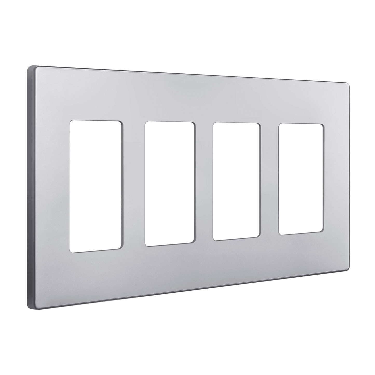 Screwless Decorator Four-Gang Wall Plate Silver Finish