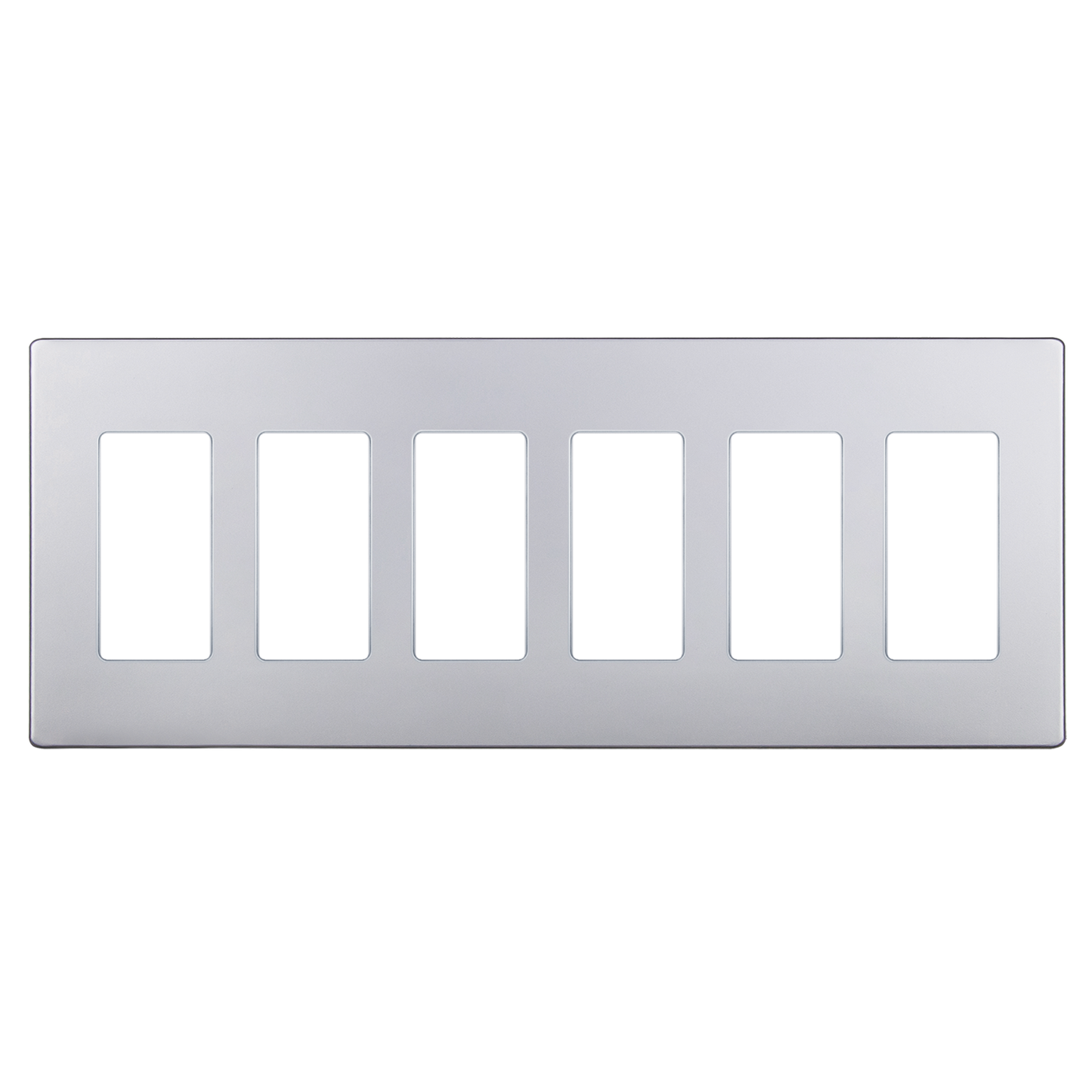 Screwless Decorator Six-Gang Wall Plate Silver Finish