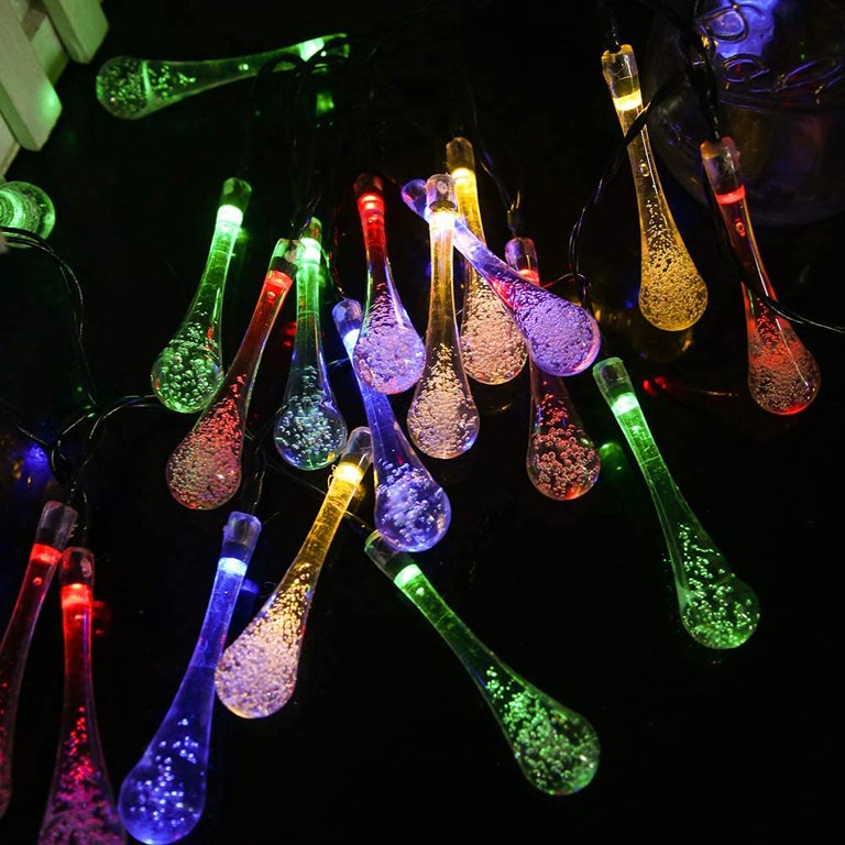 Solar String Light 100LED Water Drop RGB 40ft