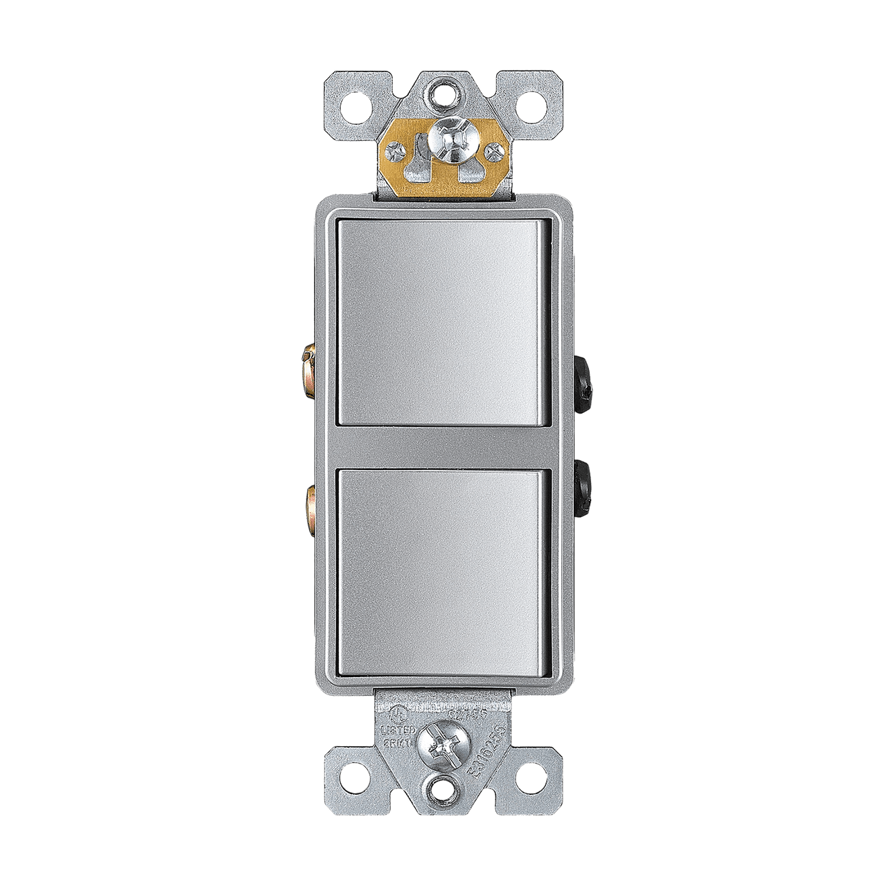 Two Single Pole Decorator Switches Combination Device Silver Finish