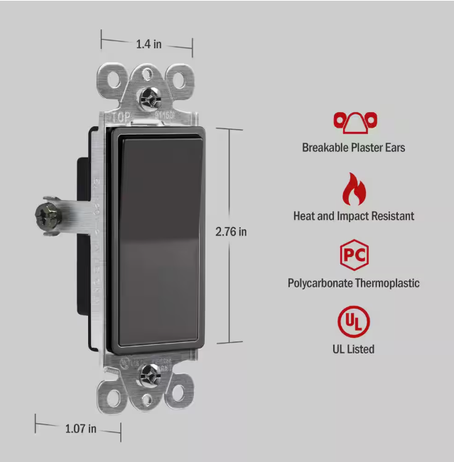 Single Pole Decorator Switch Dark Bronze Finish