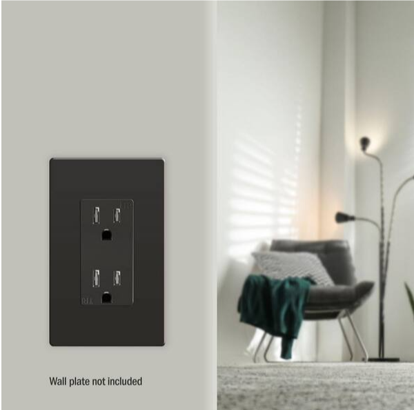 Self-Grounding 15A Tamper-Resistant Decorator Duplex Receptacle Dark Bronze Finish