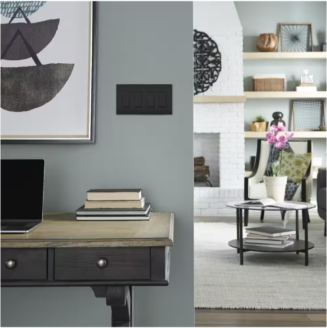 Screwless Decorator Four-Gang Wall Plate Matte Black Finish