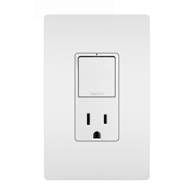 Combination Single Pole/3-Way Switch & 15A Tamper-Resistant Decorator Receptacle Matte White Finish