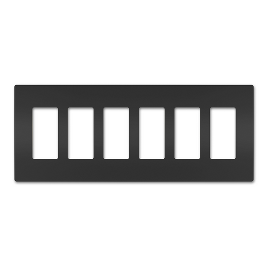 Screwless Decorator Six-Gang Wall Plate Matte Black Finish
