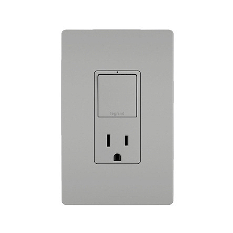 Combination Single Pole/3-Way Switch & 15A Tamper-Resistant Decorator Receptacle Matte Gray Finish