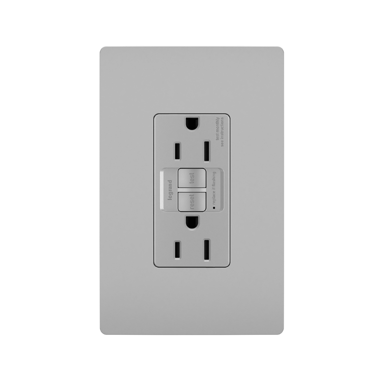 Self-Test Tamper-Resistant GFCI 15A Decorator Duplex Receptacles with SafeLock Protection Matte Gray Finish