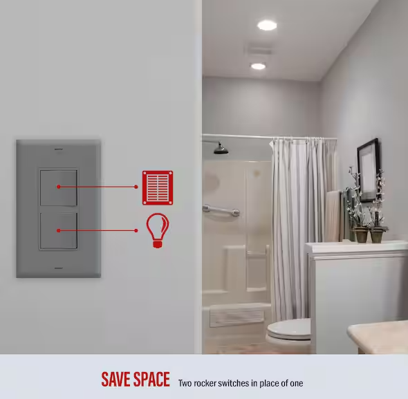 Two Single Pole Decorator Switches Combination Device Glossy Gray Finish