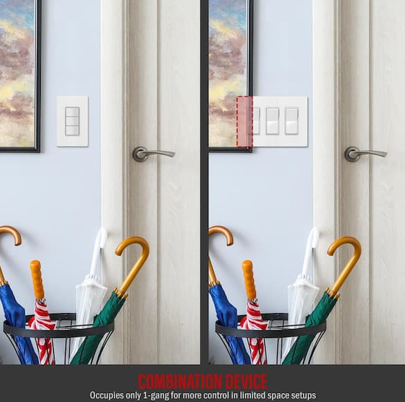 Triple Rocker Decorator Switches Combination Device Glossy White Finish