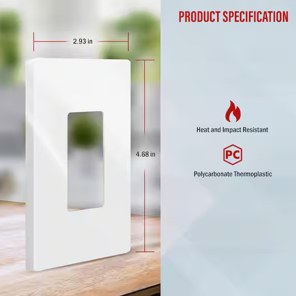 Screwless Decorator One-Gang Wall Plate Glossy White Finish