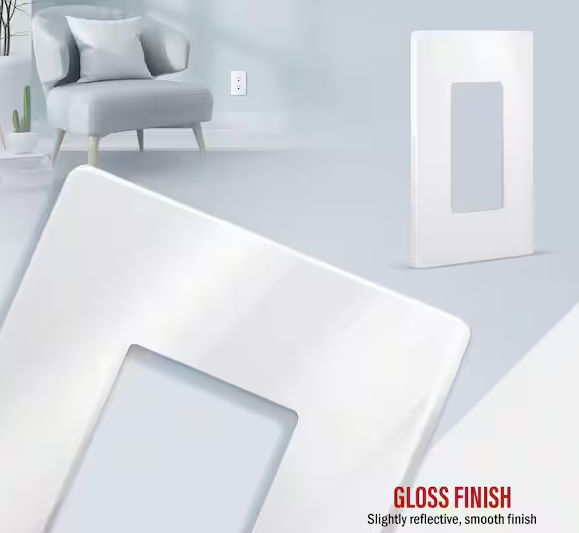 Screwless Decorator One-Gang Wall Plate Glossy White Finish