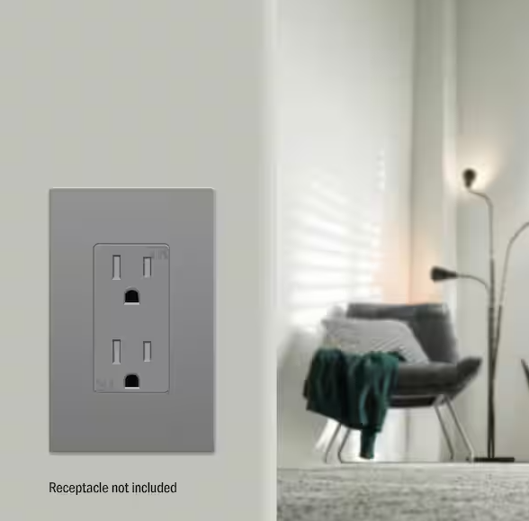 Screwless Decorator One-Gang Wall Plate Glossy Gray Finish