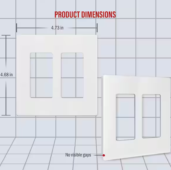 Screwless Decorator Two-Gang Wall Plate Glossy White Finish