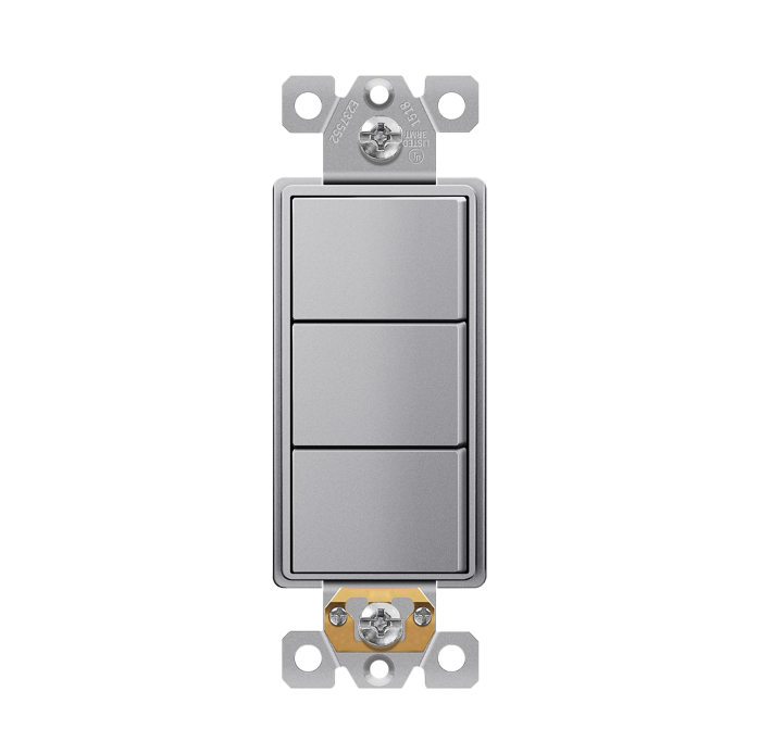 Triple Rocker Decorator Switches Combination Device Silver Finish