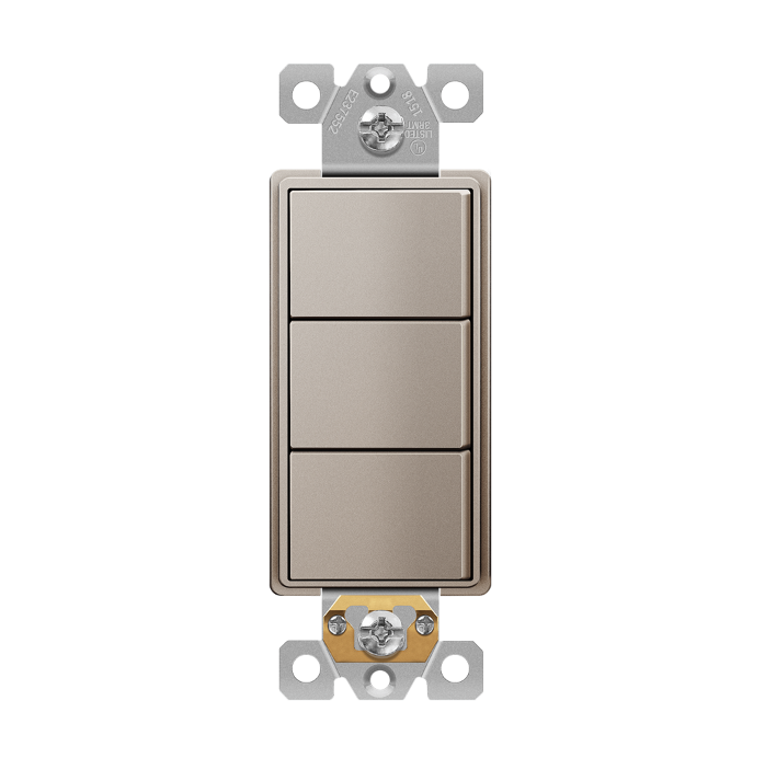 Triple Rocker Decorator Switches Combination Device Nickel Finish