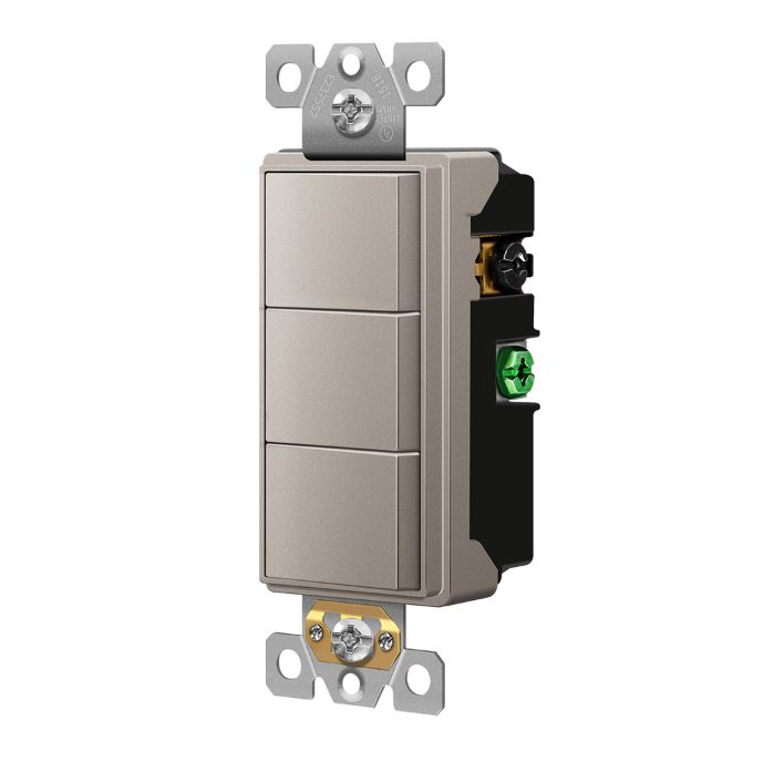 Triple Rocker Decorator Switches Combination Device Nickel Finish