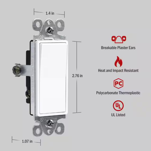 3-Way Decorator Switch Glossy White Finish