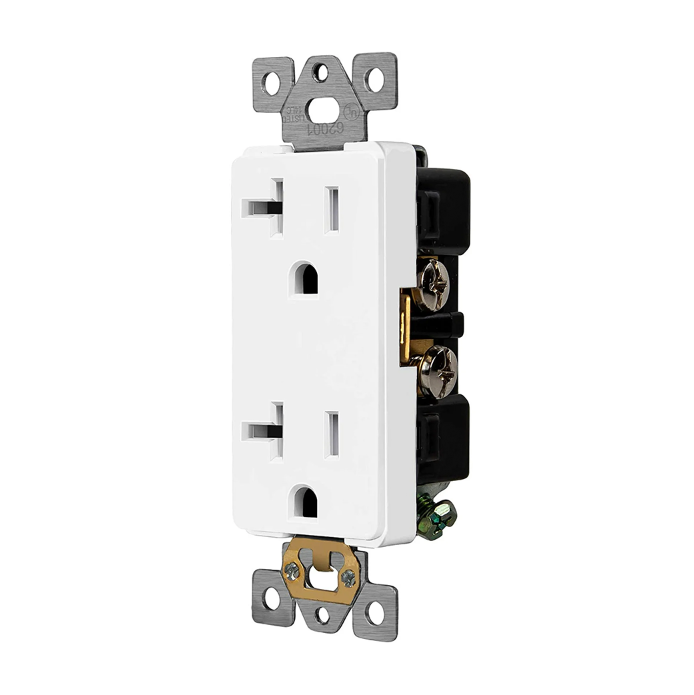 Residential Grade 20A Decorator Receptacle 5-20R Glossy White Finish