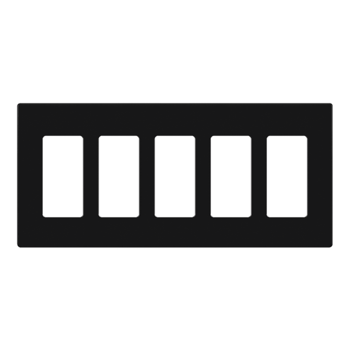 Screwless Decorator Five-Gang Wall Plate Glossy Black Finish
