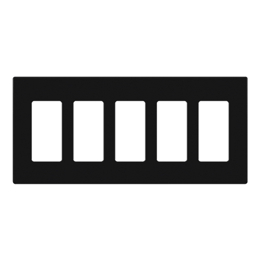 Screwless Decorator Five-Gang Wall Plate Glossy Black Finish