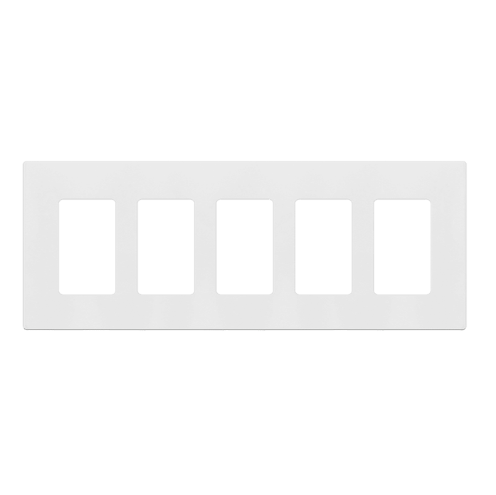 Screwless Decorator Five-Gang Wall Plate Glossy White Finish