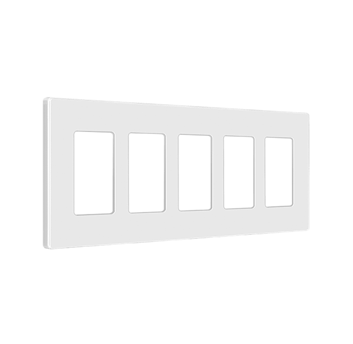 Screwless Decorator Five-Gang Wall Plate Glossy White Finish
