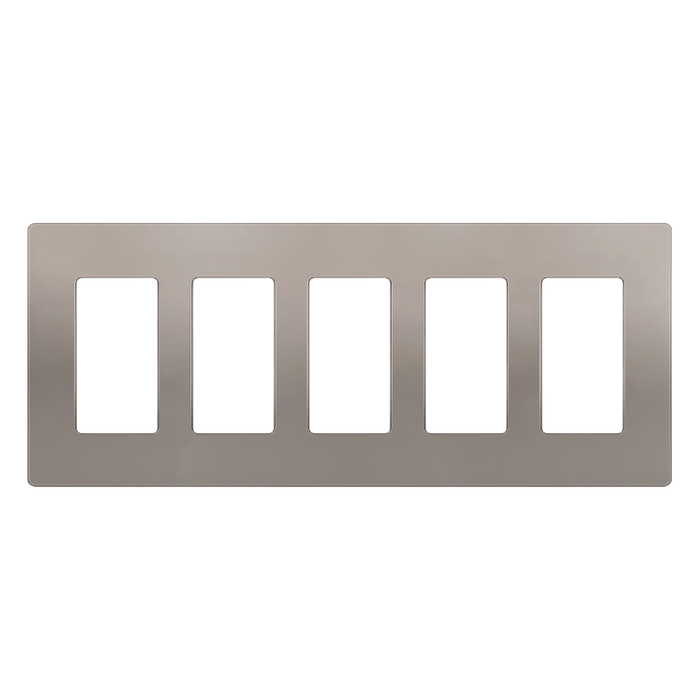Screwless Decorator Five-Gang Wall Plate Nickel Finish
