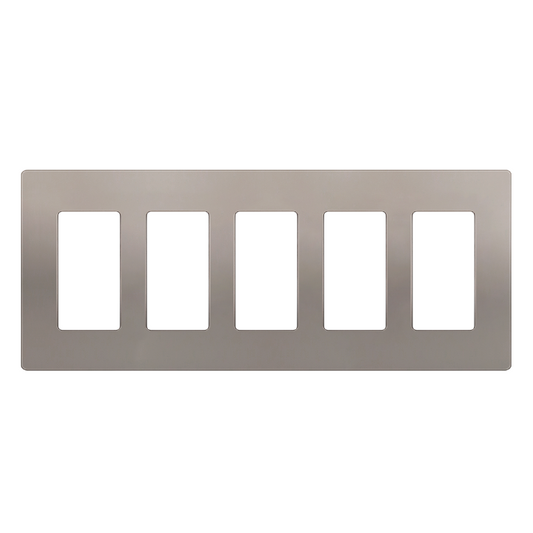 Screwless Decorator Five-Gang Wall Plate Nickel Finish