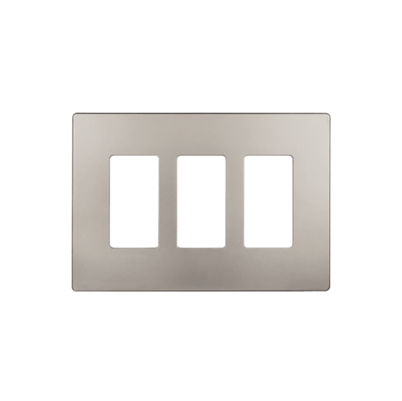 Screwless Decorator Three-Gang Wall Plate Nickel Finish
